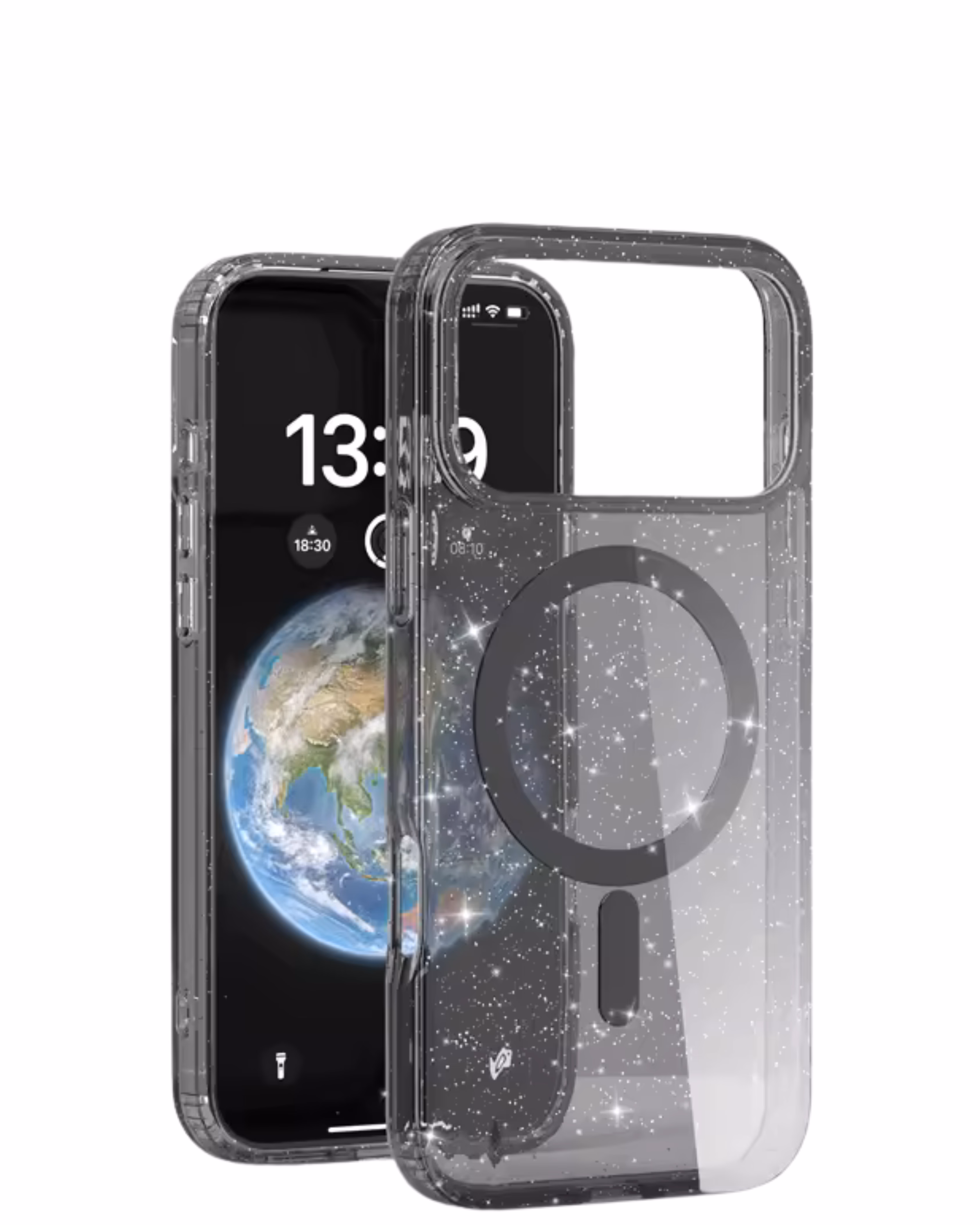 iPhone 17 Pro - MagSafe Acrylic Hard Case - Black Sparkle
