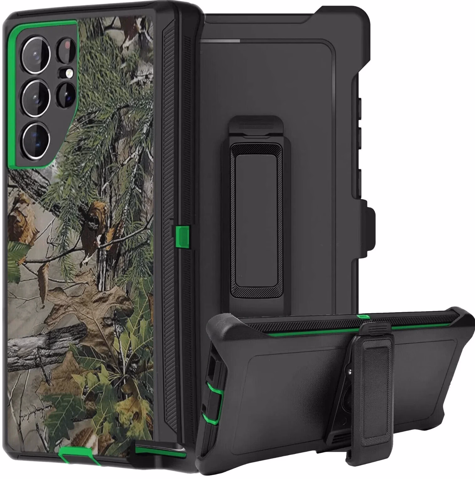 Samsung S24 - Defense Pro w/Clip - Black and Green Camo
