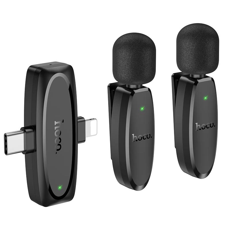 HOCO Twin-Wireless Interview Mic. - Compatible with ALL Devices - Black