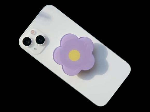 Magnetic Back Phone Holder - Flower -  Purple