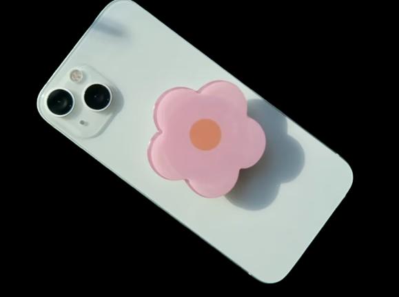 Magnetic Back Phone Holder - Flower -  Pink