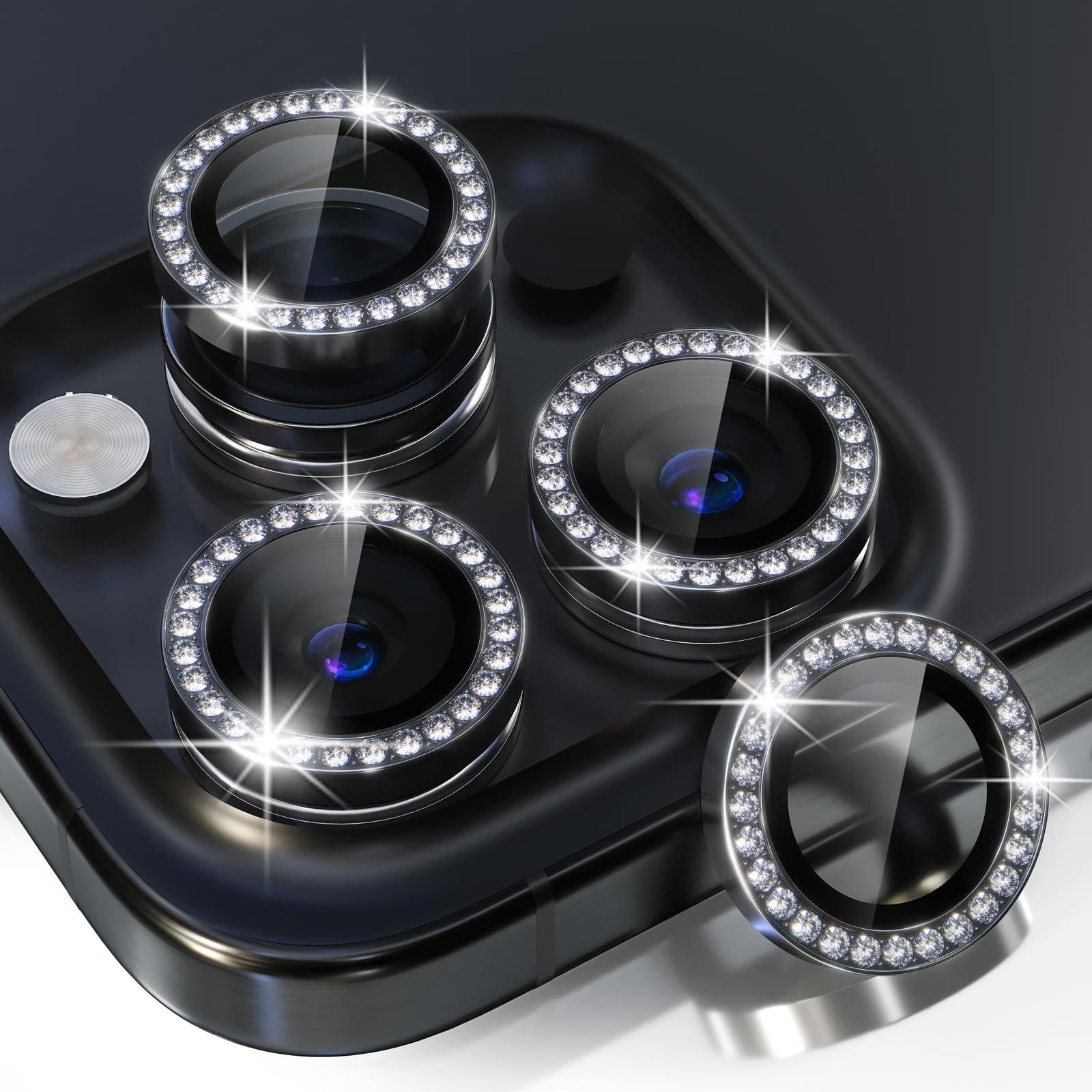iPhone 15 Pro/15 Pro Max - Bling Camera Glass  - Black