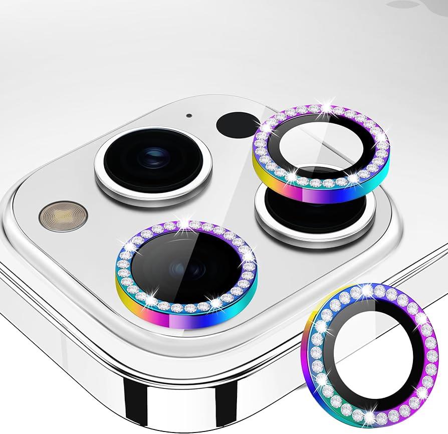 iPhone 15 Pro/15 Pro Max - Bling Camera Glass  - Rainbow