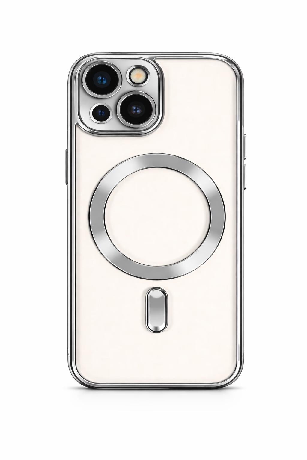 iPhone 15 Plus - Chrome Magsafe + Lens Protection - Silver