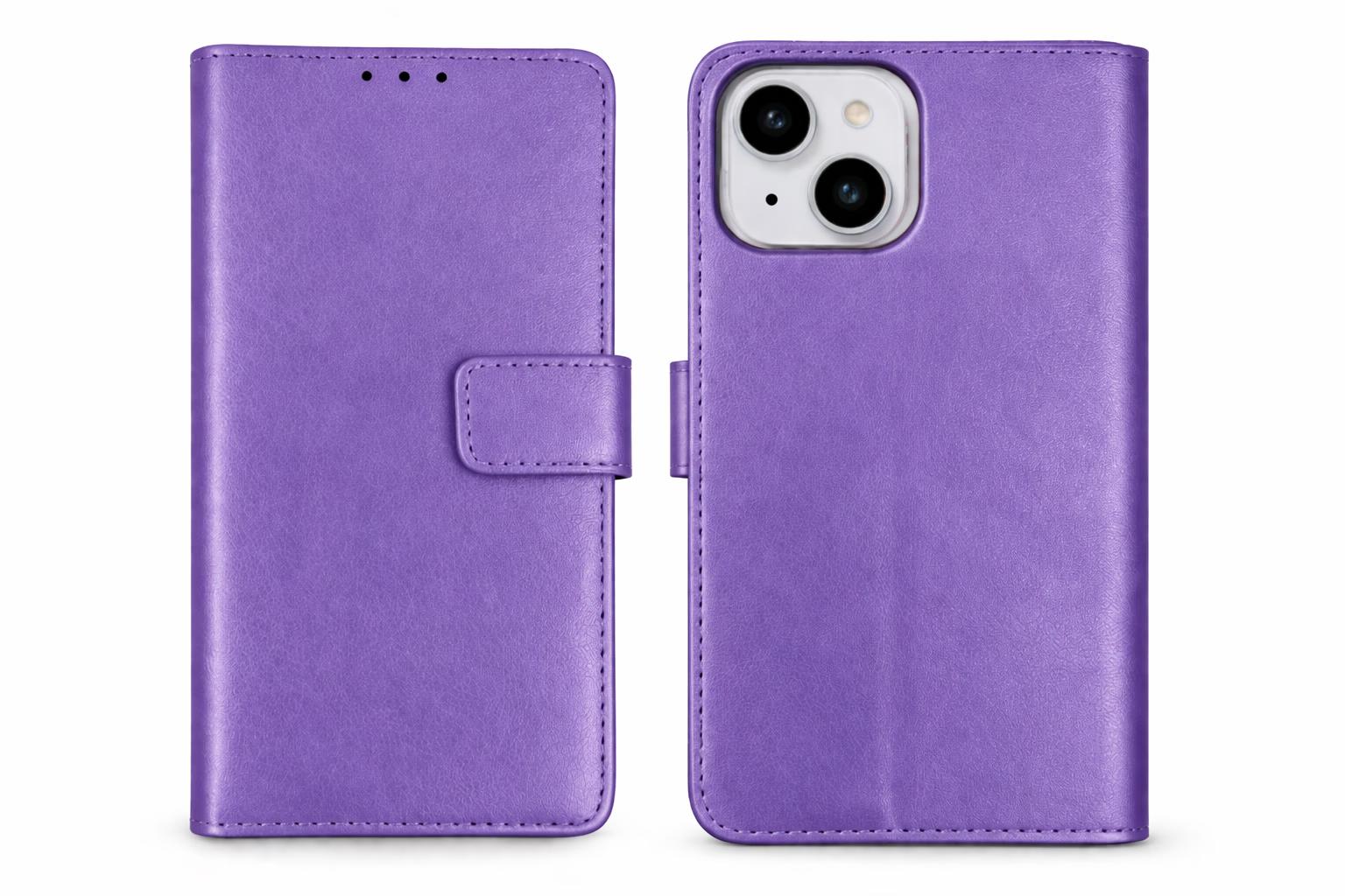 iPhone 15 - Classic Leather Wallet - Purple