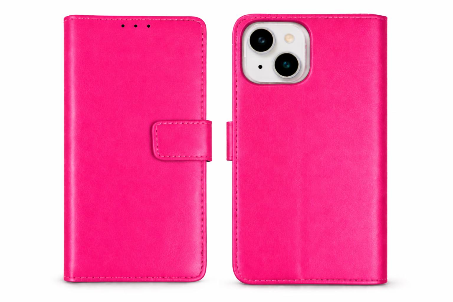 iPhone 15 - Classic Leather Wallet - Hot Pink