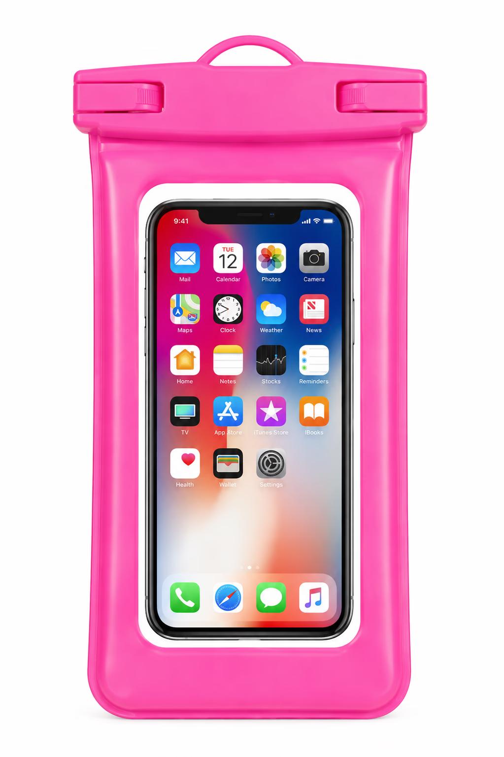 Waterproof Phone Pouch w/ Lanyard - Hot Pink
