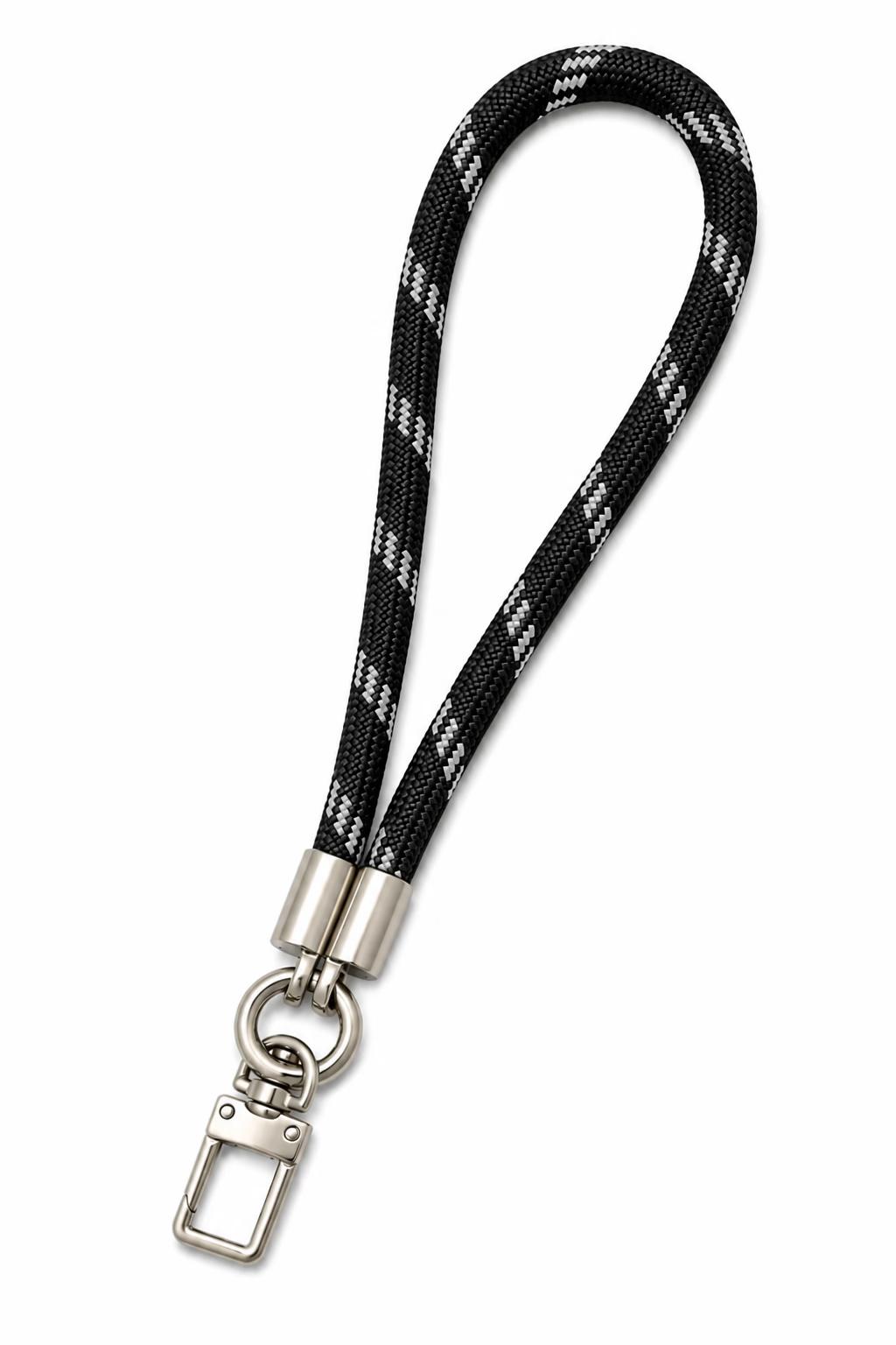 Braided Wrist Strap Lanyard - Black/Grey