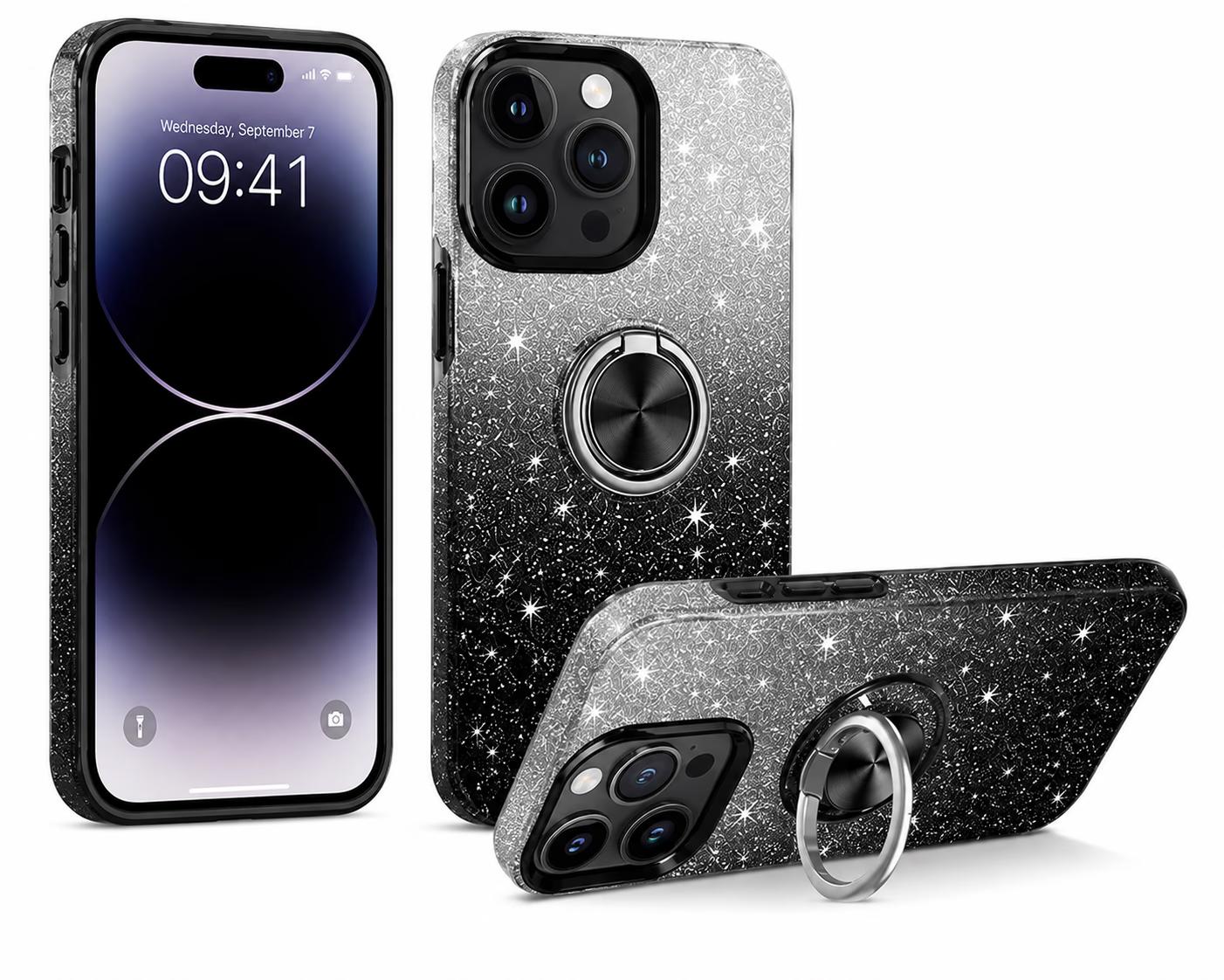iPhone 14 Pro - Fusion Chrome Ring Case - Black