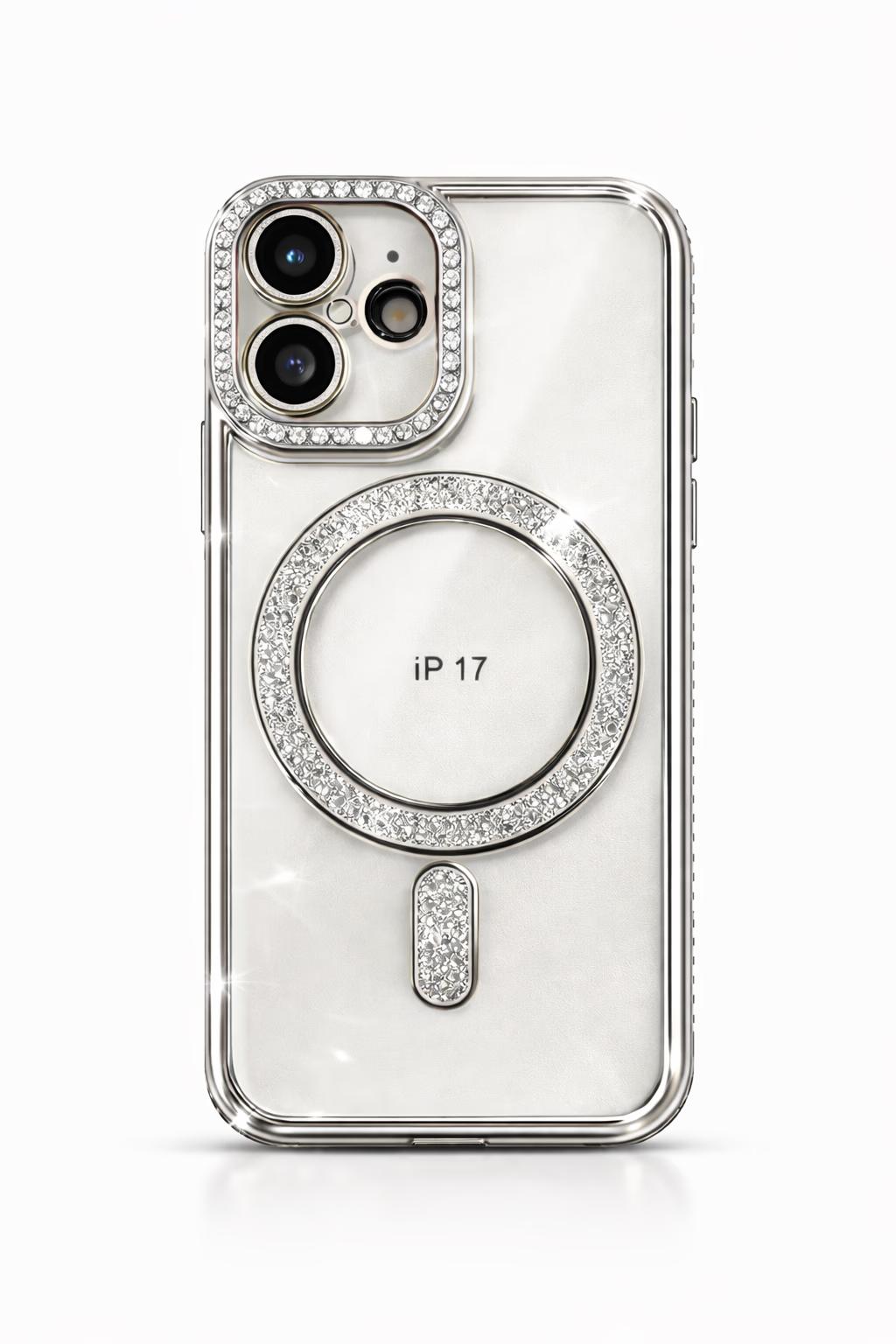 iPhone 17 - Bling Magsafe + Lens Protection - Silver