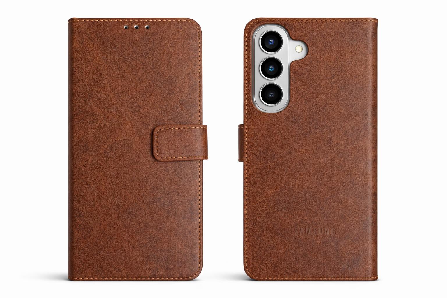Samsung S26 Plus - Classic Leather Wallet - Brown