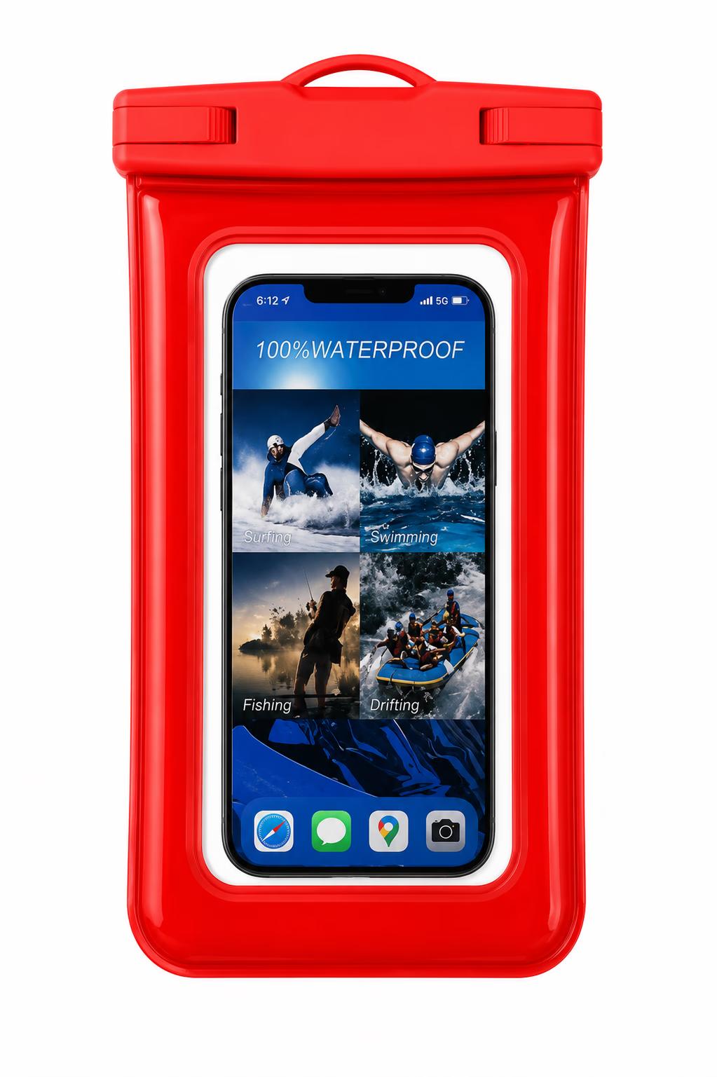 Waterproof Phone Pouch w/ Lanyard - Red