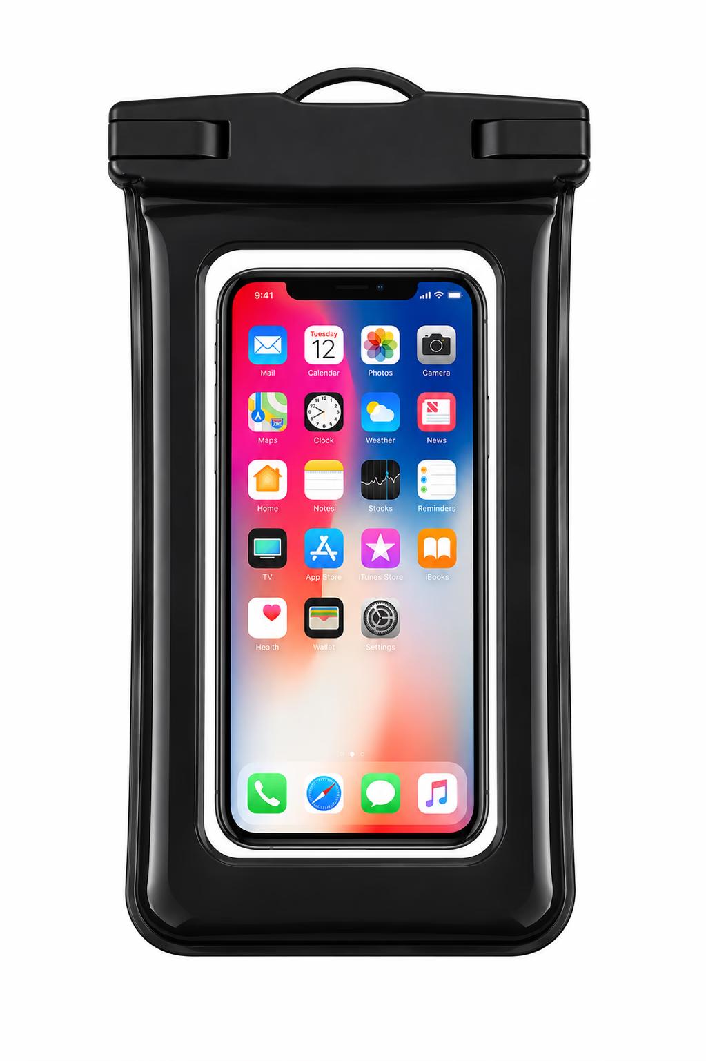 Waterproof Phone Pouch w/ Lanyard - Black