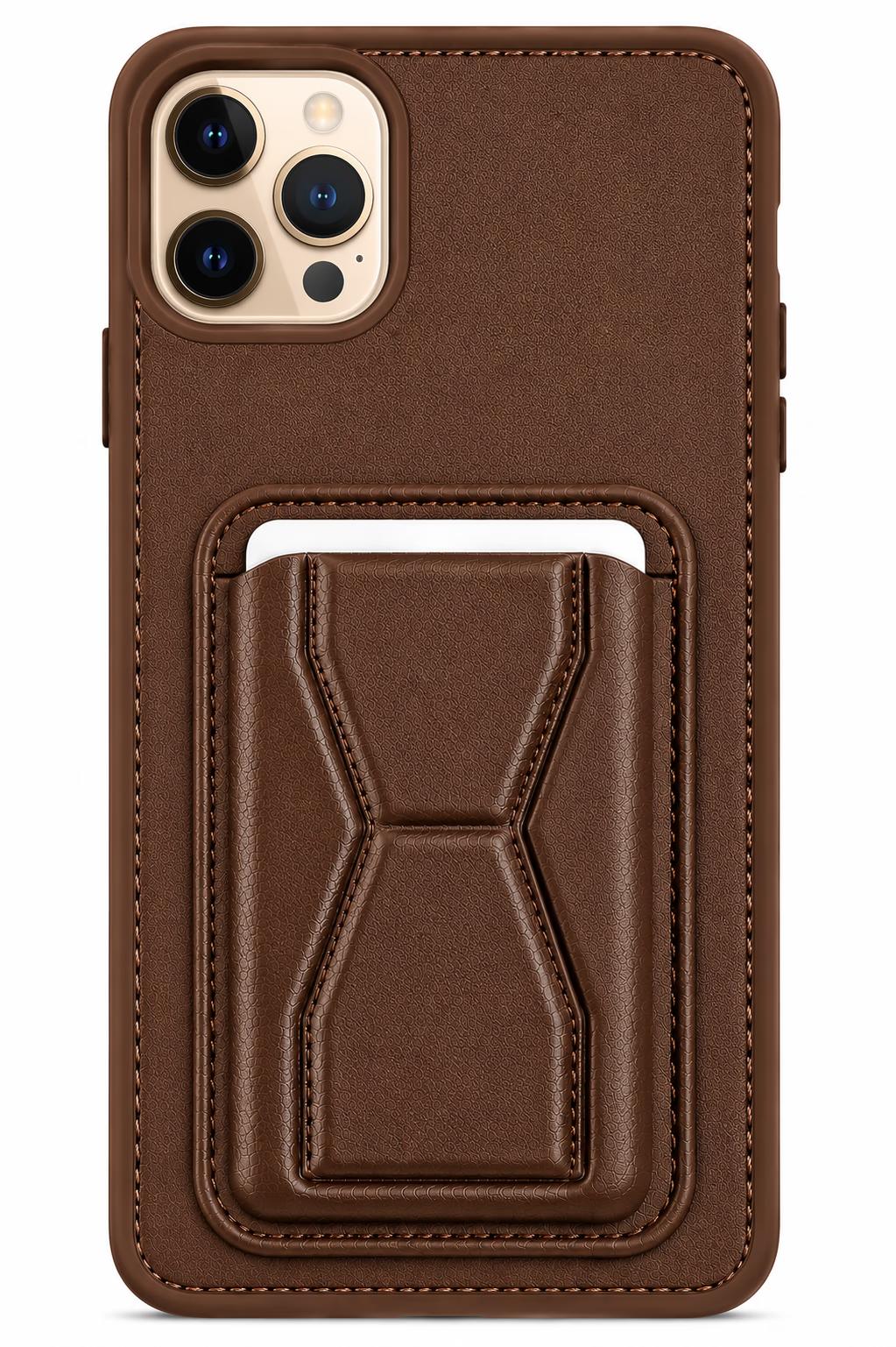iPhone 12/12 Pro - GeoCard Stand Case - Brown