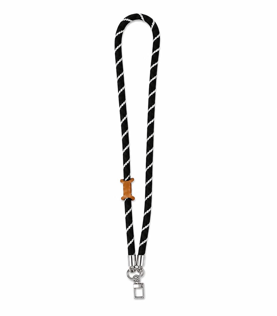 Two in One Braided Strap Lanyard - Black