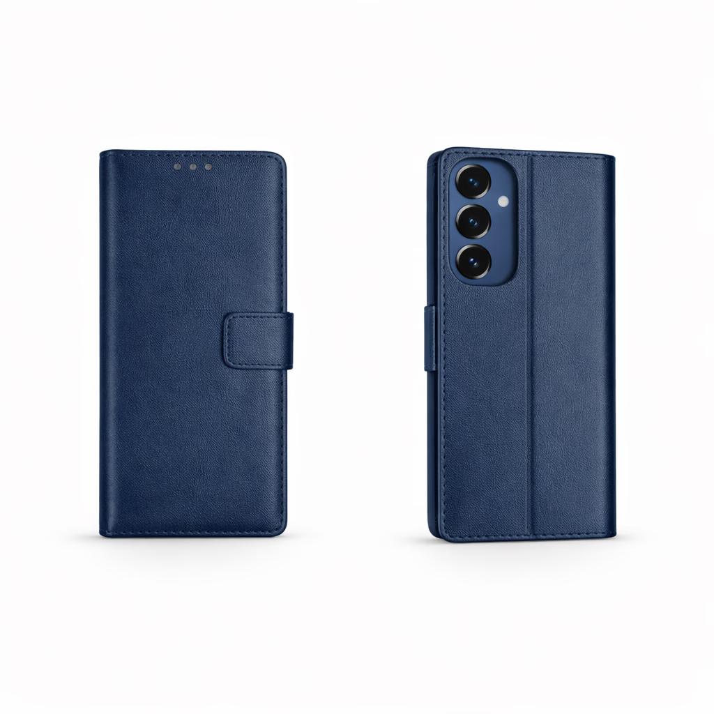 Samsung S24FE - Classic Leather Wallet - Navy Blue