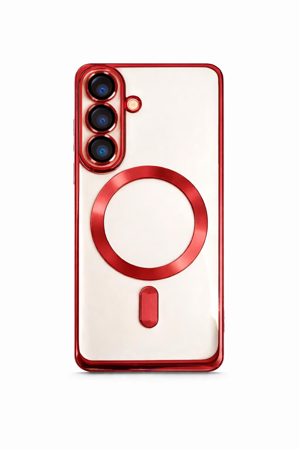 Samsung S25 - Chrome Magsafe + Lens Protection - Red