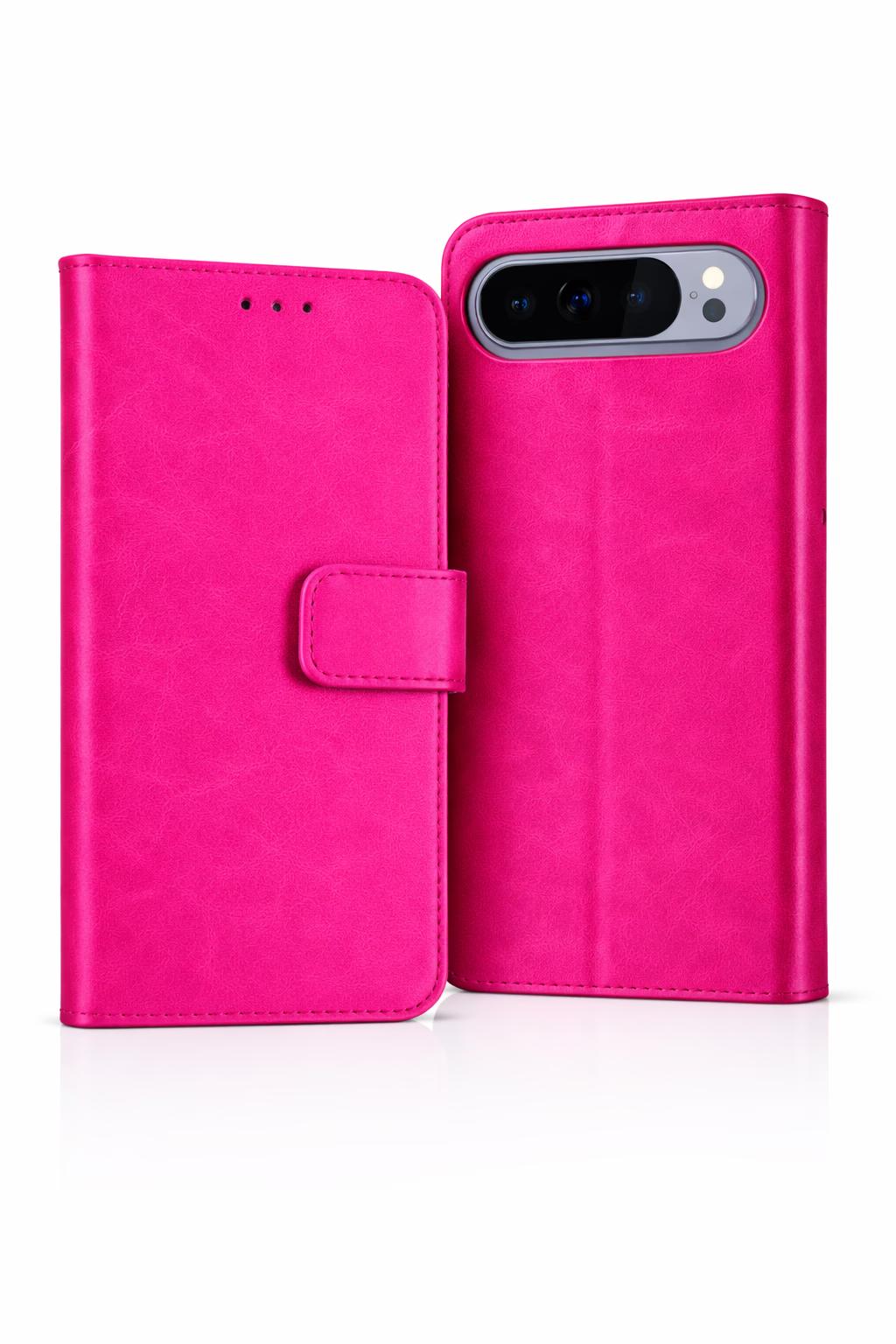 Google Pixel 10/10 Pro - Classic Leather Wallet - Hot Pink