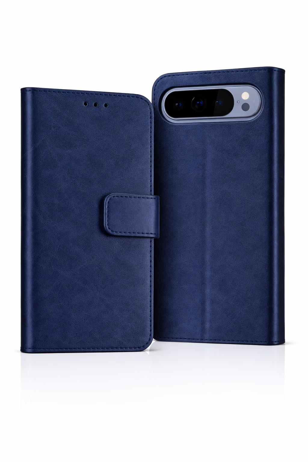 Google Pixel 10/10 Pro - Classic Leather Wallet - Navy Blue