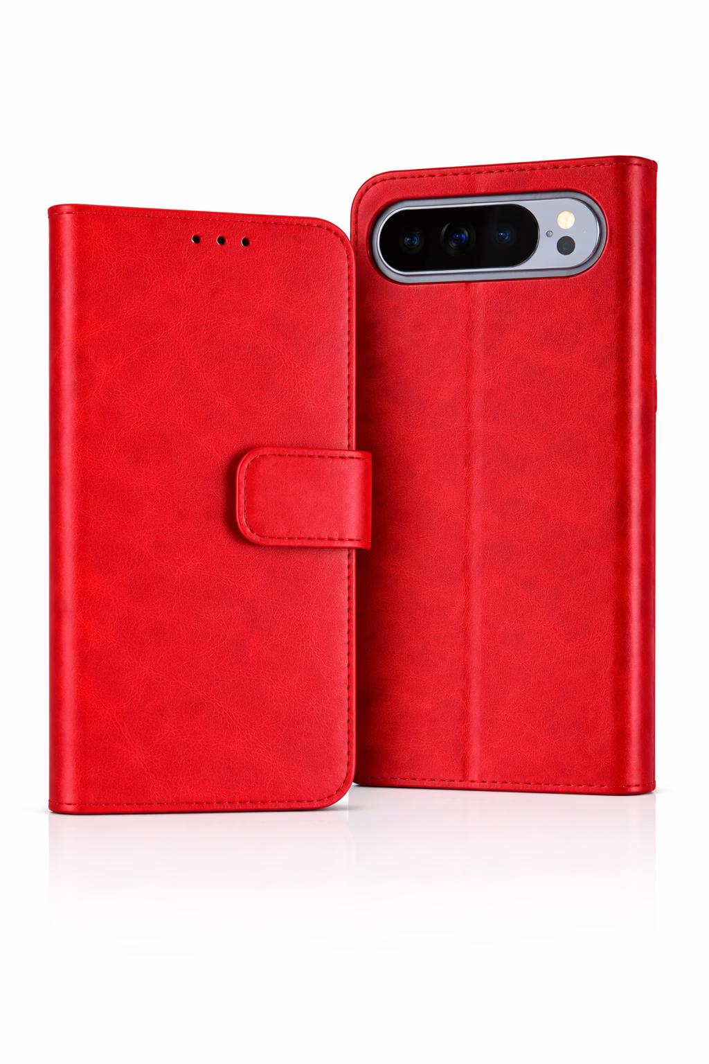 Google Pixel 10 Pro XL - Classic Leather Wallet - Red