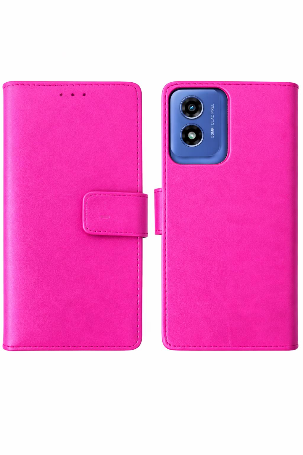 Motorola G-Play 2024 - Classic Leather Wallet - Hot Pink
