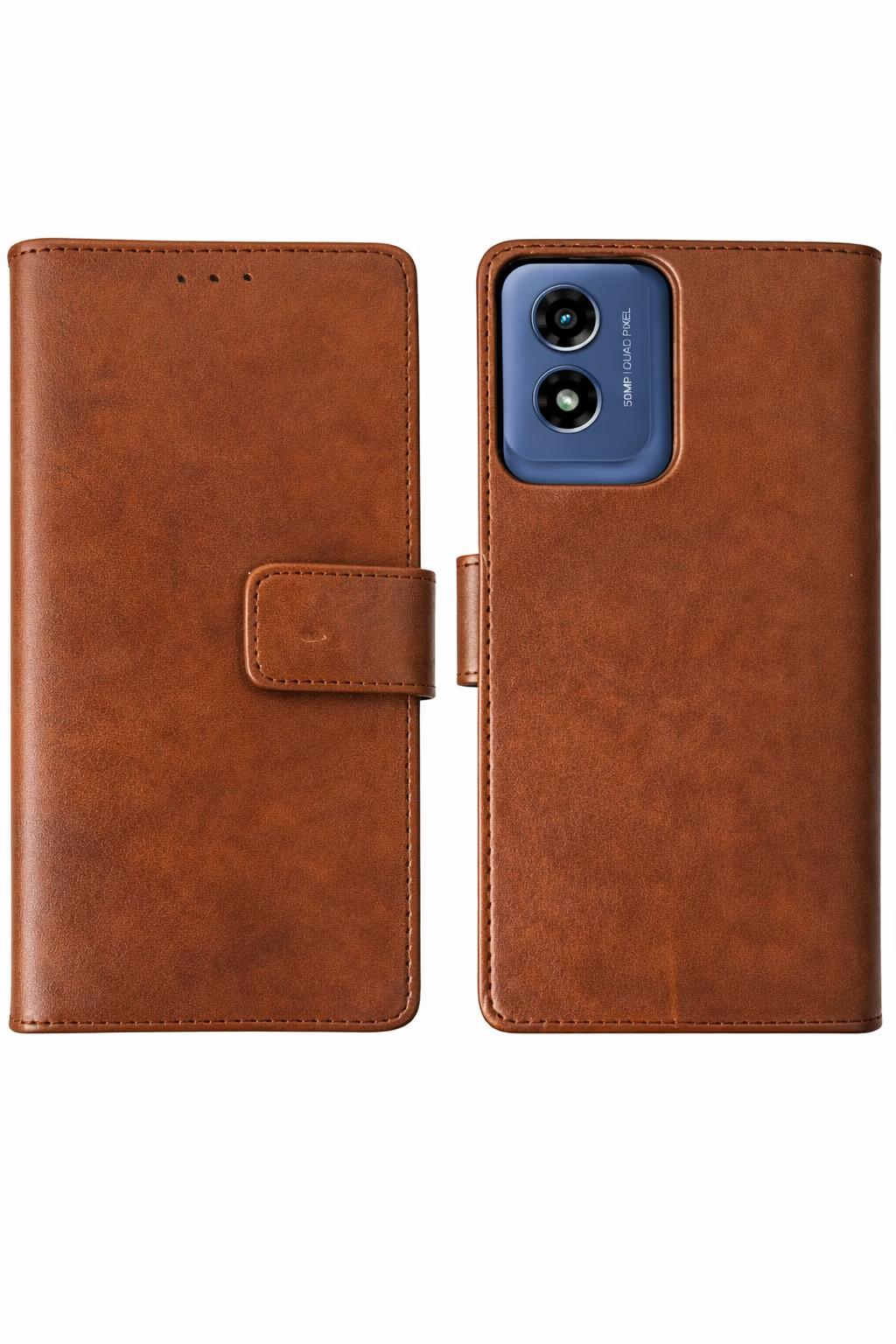 Motorola G-Play 2024 - Classic Leather Wallet - Brown