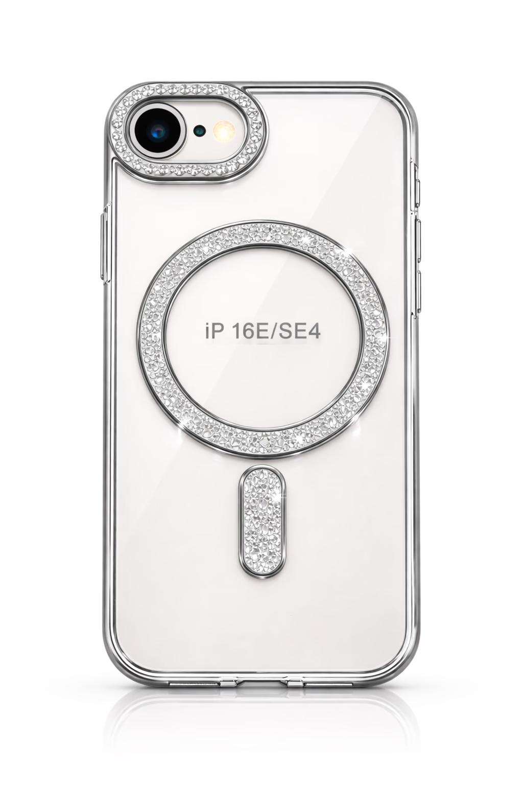 iPhone 16E - Bling Magsafe + Lens Protection - Silver