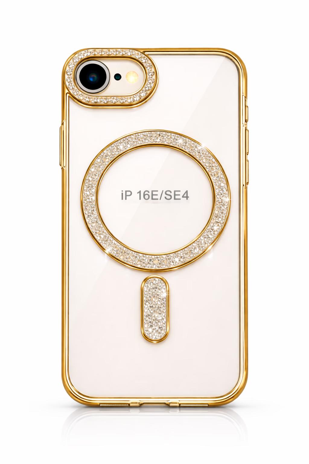 iPhone 16E - Bling Magsafe + Lens Protection - Gold