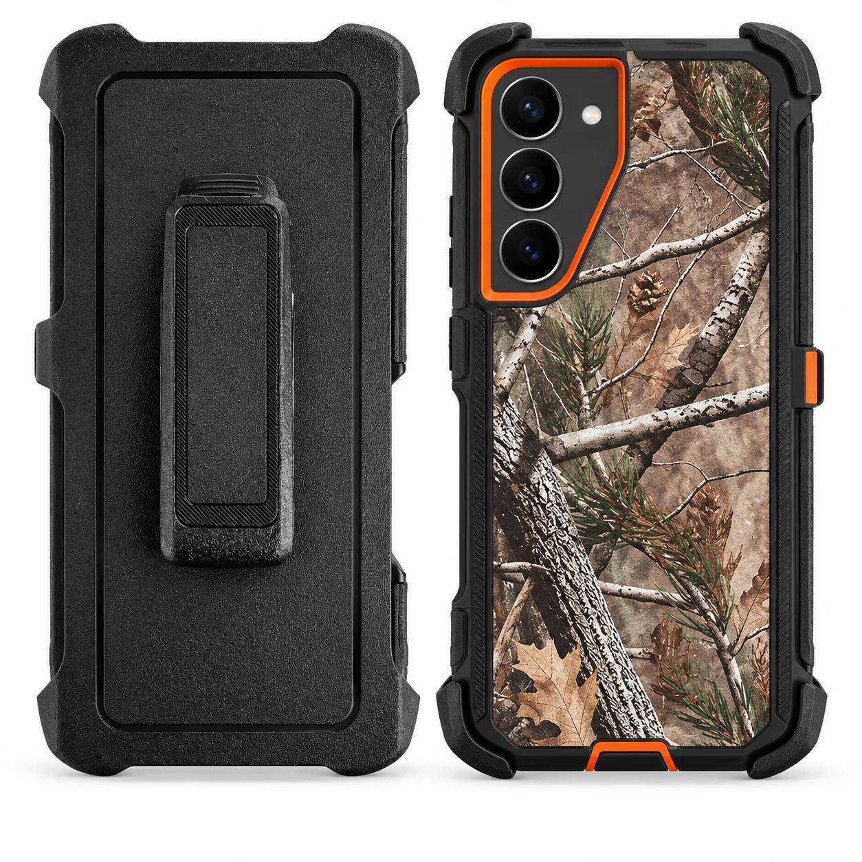 Samsung S23 - Defense Pro w/Clip - Black/Orange Camo