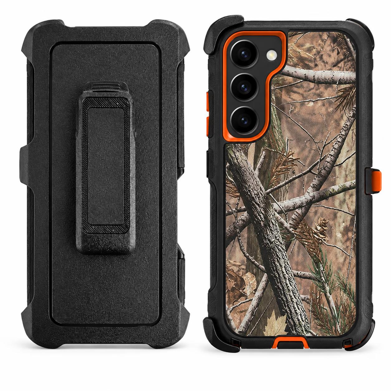 Samsung S26 Plus - Defense Pro w/Clip - Black/Orange Camo