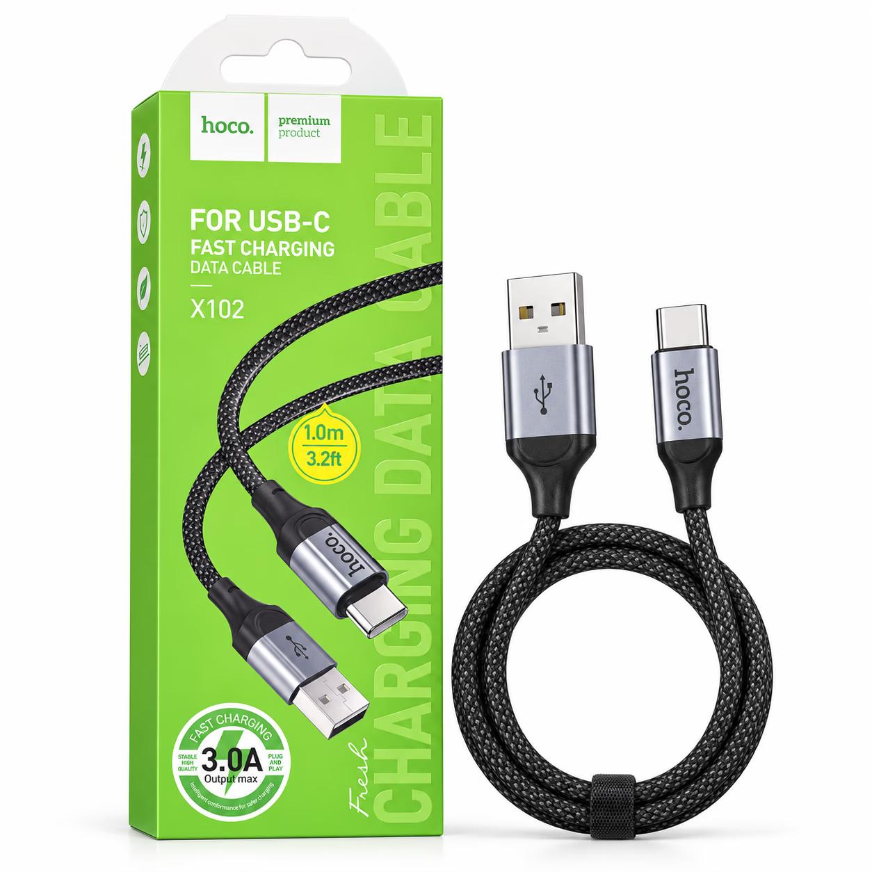 Hoco X102 Fresh Charging Data Cable - Type-C - Black