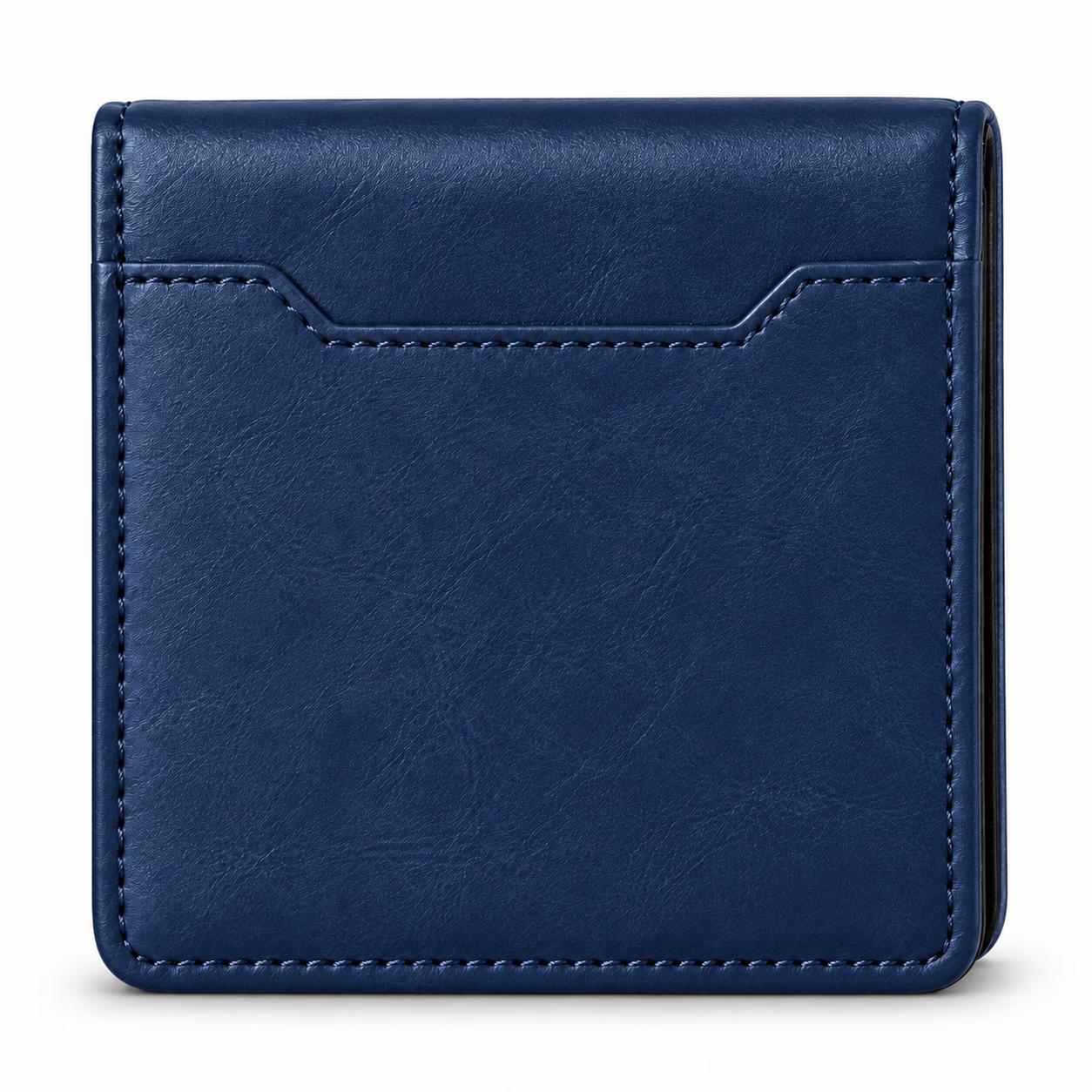 Samsung Z-Flip 7 - Classic Leather Wallet - Navy Blue