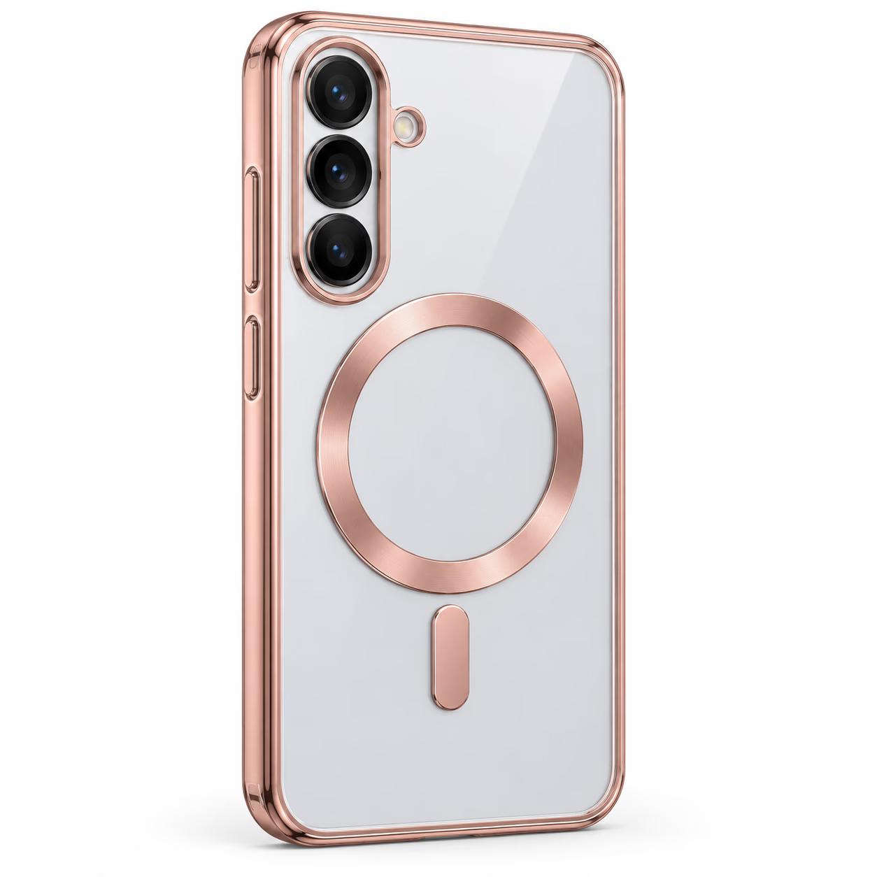 Samsung A36/A56/A37/A27/A18 - Chrome MagSafe + Lens Protection - Rose Gold