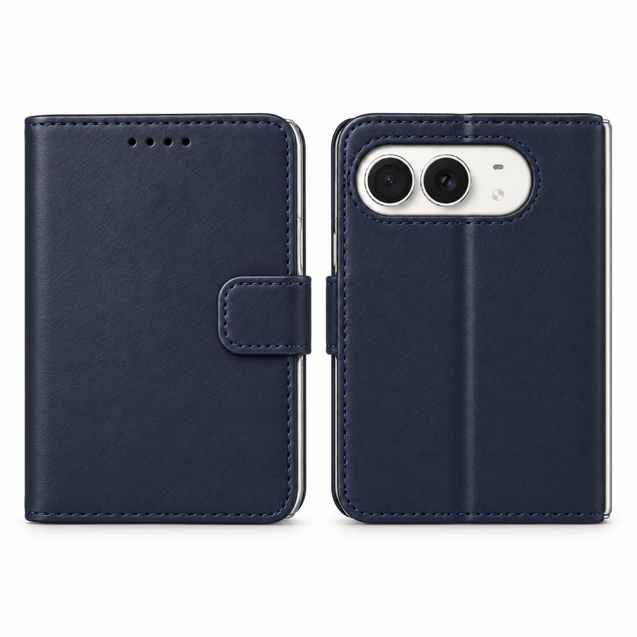 iPhone Duo - Classic Leather Wallet - Navy Blue