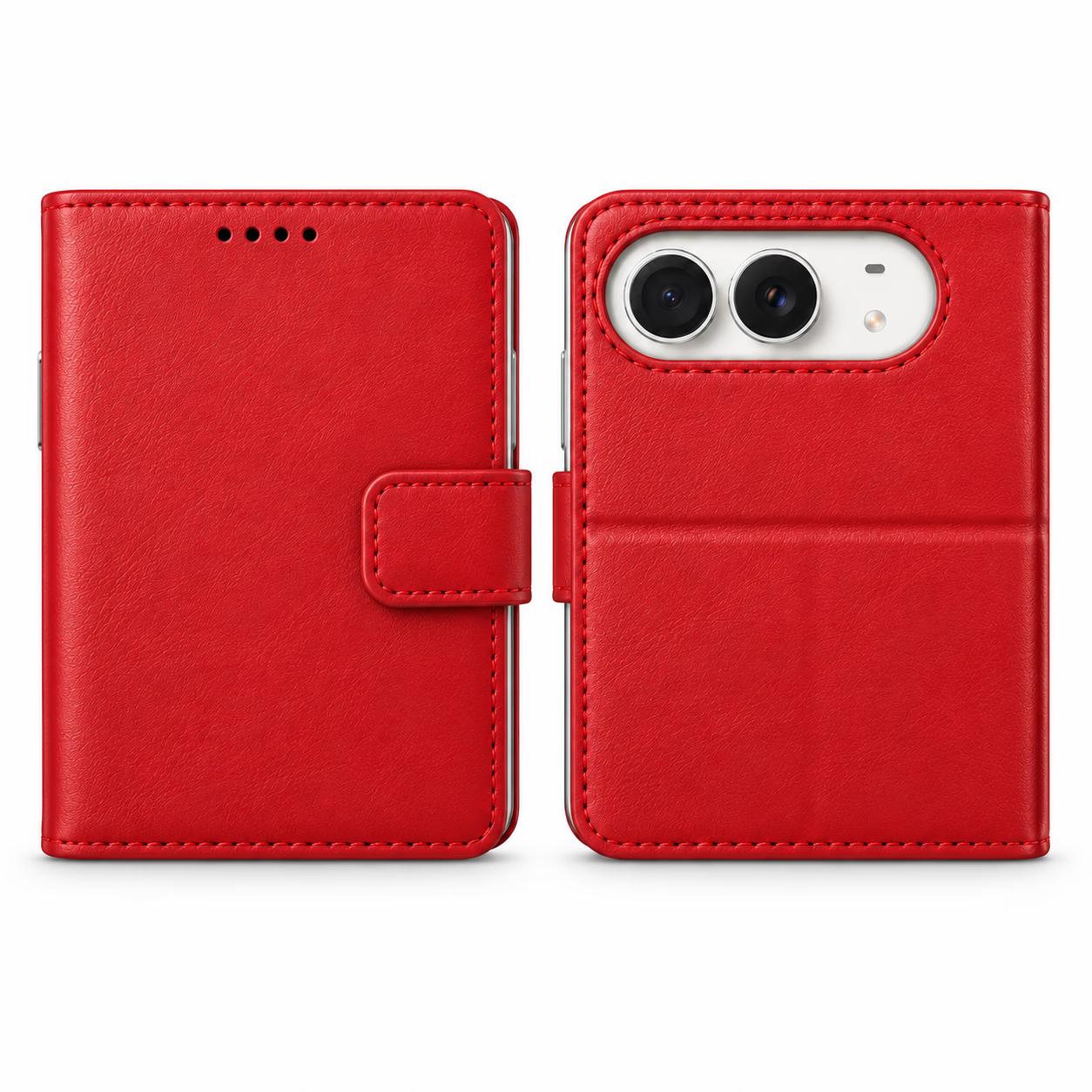 iPhone Duo - Classic Leather Wallet - Red