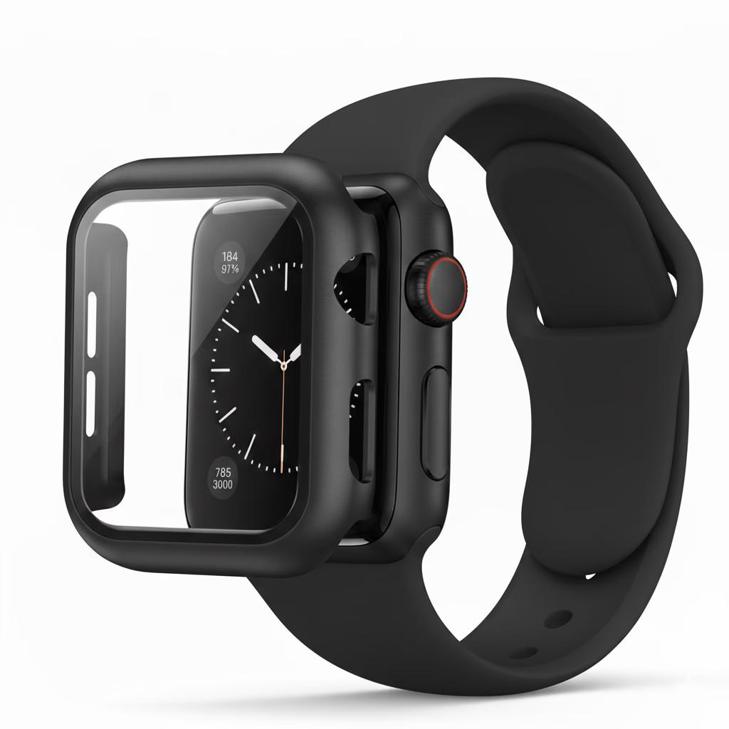 Apple Watch 41MM - Silicone Strap + Case Combo -  Black