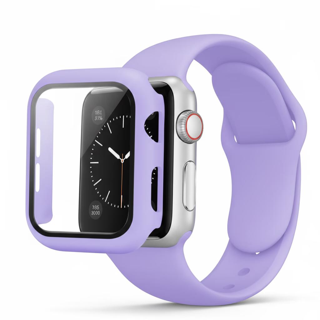 Apple Watch 41MM - Silicone Strap + Case Combo -  Light Purple