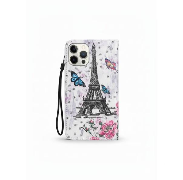 iPhone 14/13 - Design Wallet - Paris Butterfly Bliss with Gems (#7)