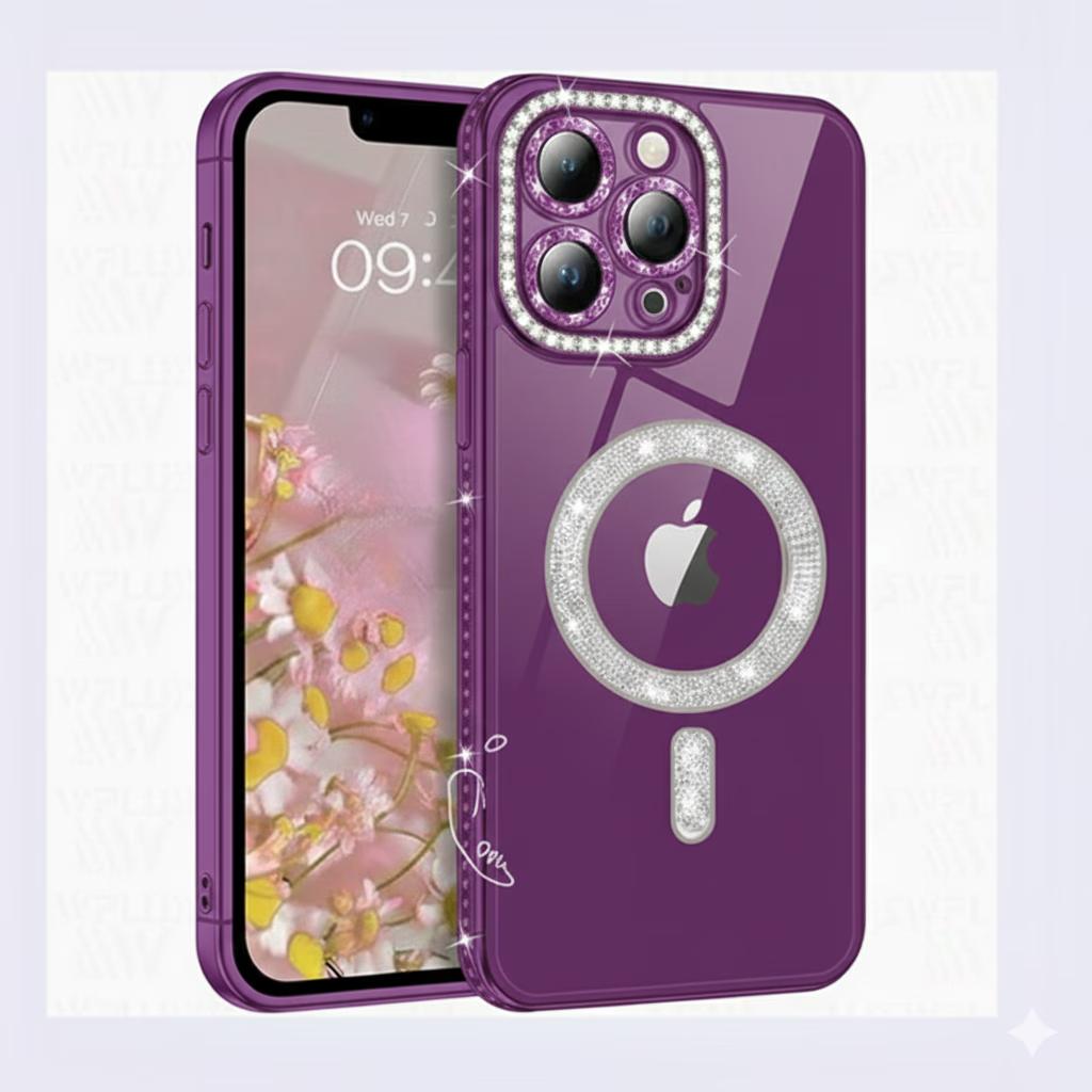 iPhone 14 - Sparkle Magsafe + Lens Protection - Purple