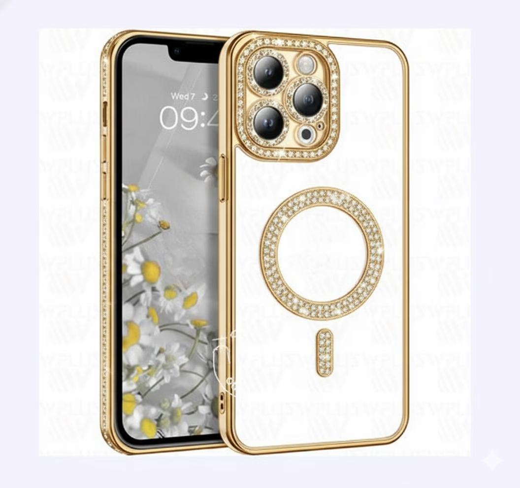 iPhone 14 - Bling Magsafe + Lens Protection - Gold