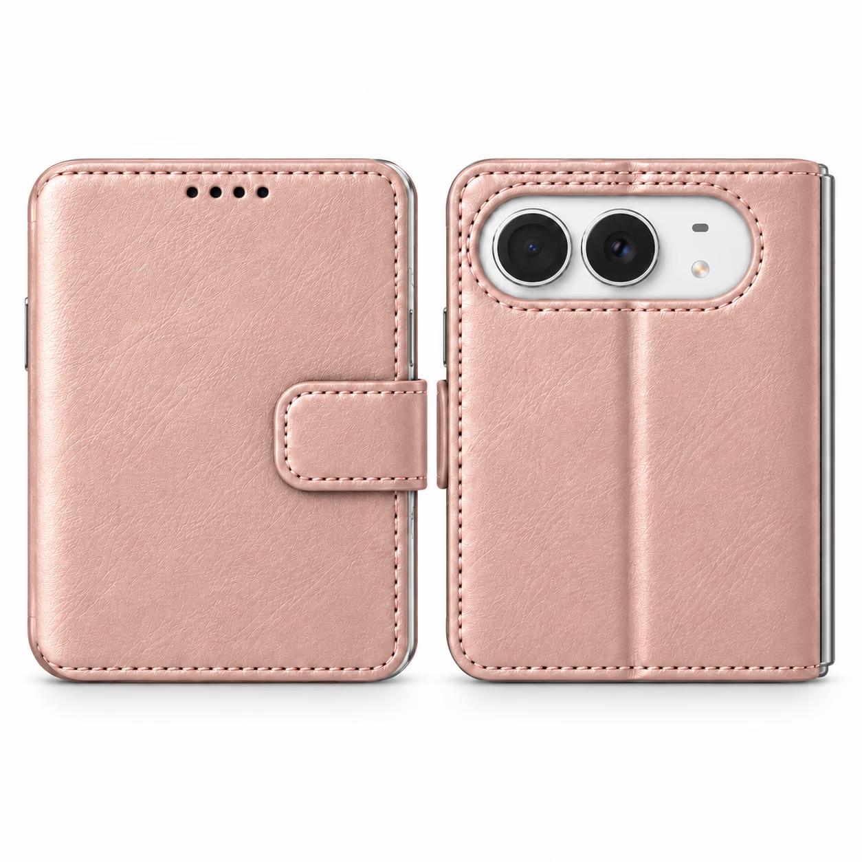 iPhone Duo - Classic Leather Wallet - Rose Gold