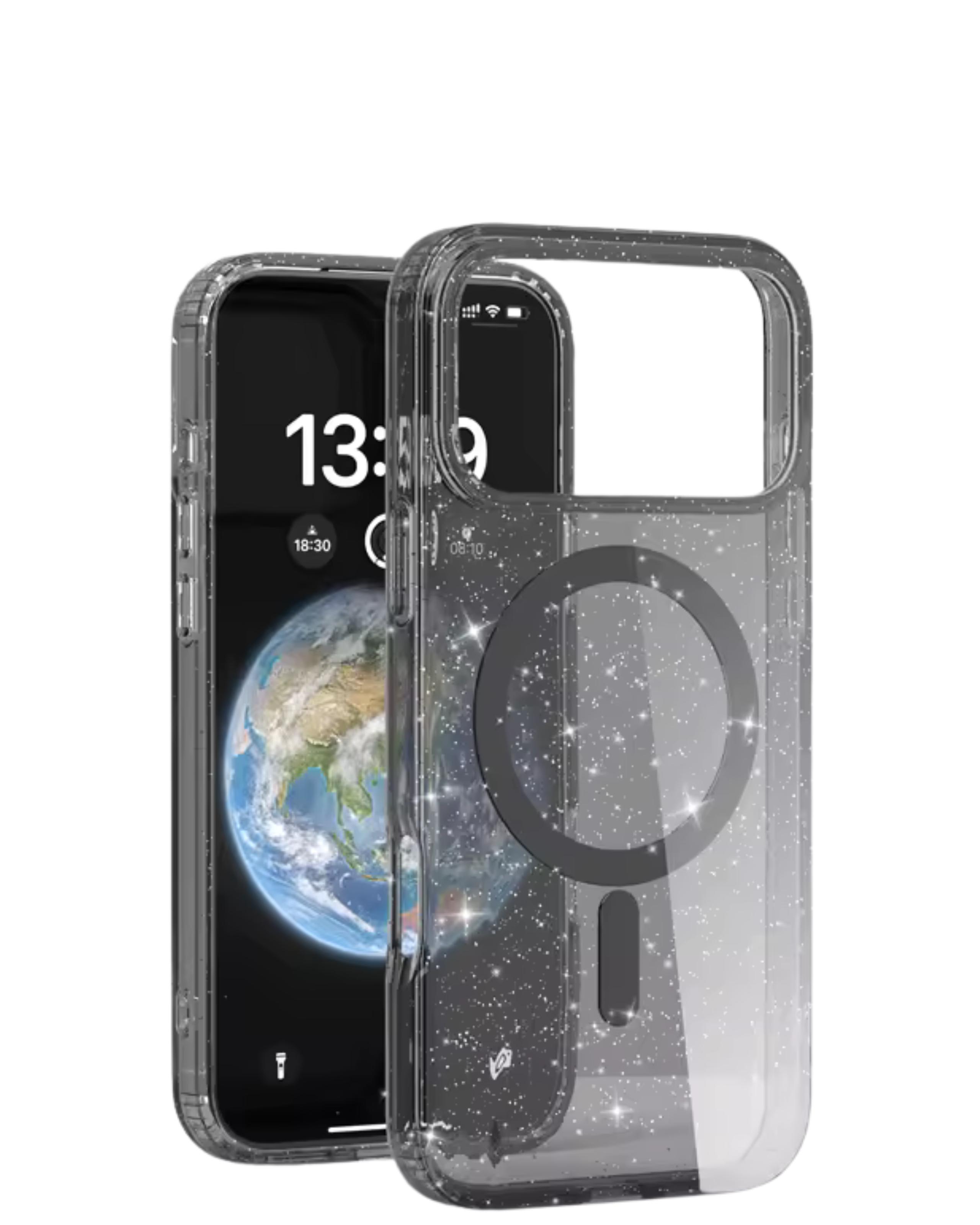 iPhone 17 Pro - MagSafe Acrylic Hard Case - Black Sparkle