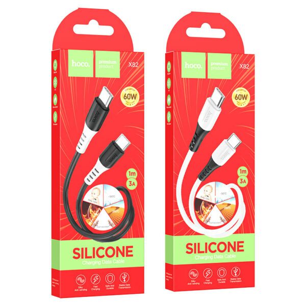HOCO X82 TYPE C TO TYPE C (60W SILICON Charging Data Cable)